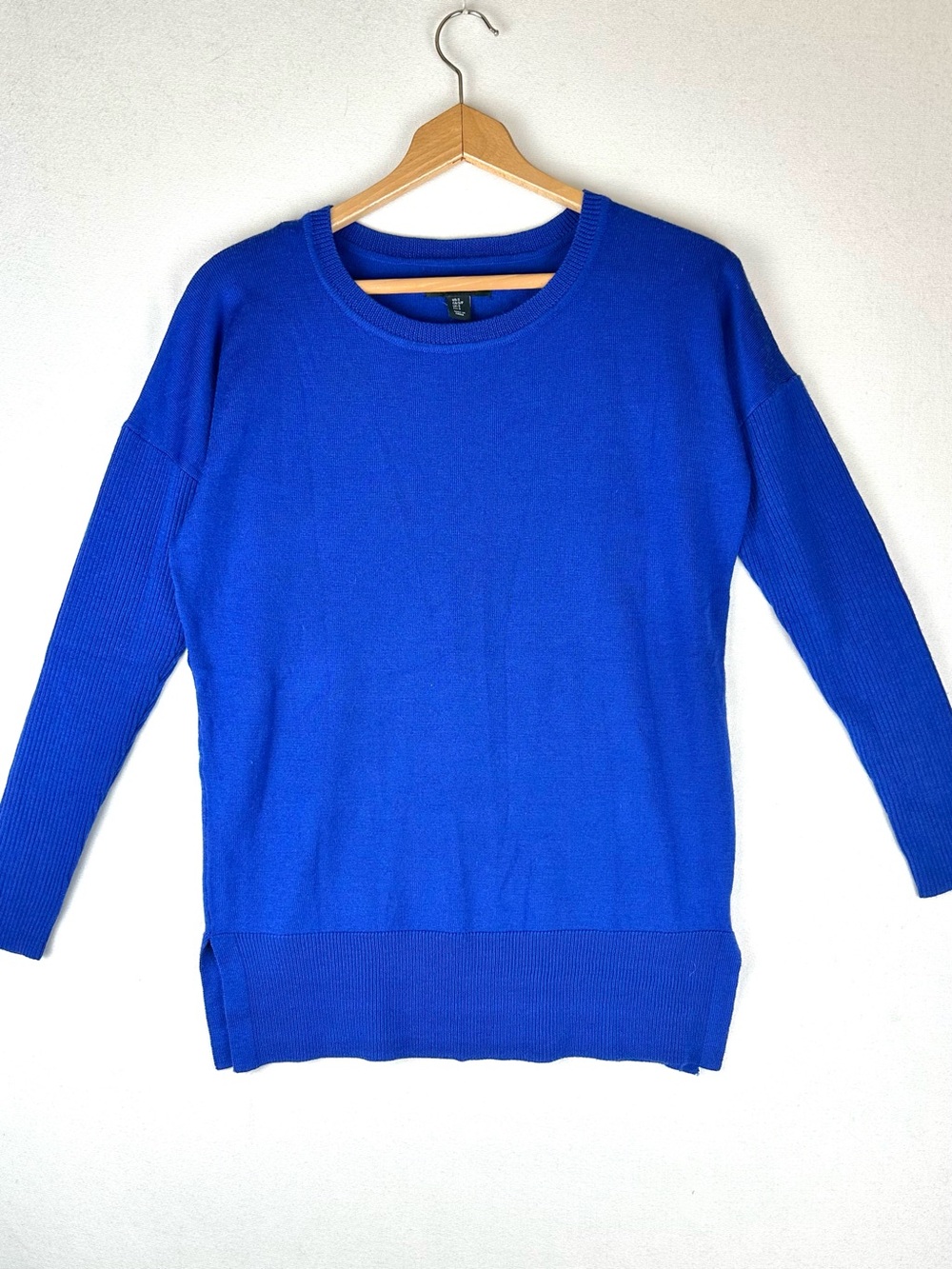 Cynthia Rowley Merino Wool Sweater Pullover Tunic Royal Blue Office